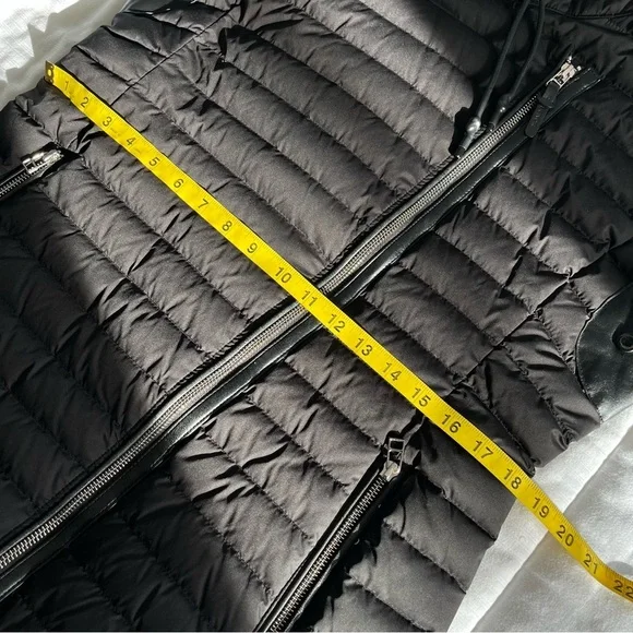 Atelier Noir Black Cortina Coat Quilted Jacket Duck Down Lamb Leather Trim Large - Picture 14 of 16